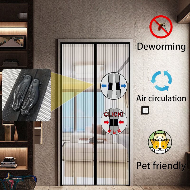 Magnetic Screen Door With Strong Magnetic Closure – No Drilling Required, Hands-free Sliding Door Curtain, Suitable For Indoor Outdoor Use – Heavy-duty Mosquito Netting, Perfect For Front And Back Doo
