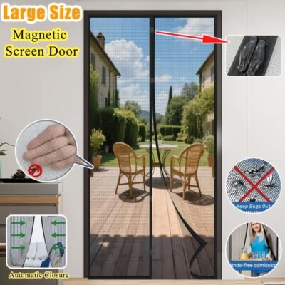 Automatic Self Closing Magnetic Screen Door  Heavy Duty Magnetic Closure, No Drilling Required, Suitable For Indoor Outdoor Use  Fits Front And Back Doors, Patios, Balconies  Perfect For Homes, Apa