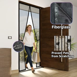 One Magnetic Mosquito Screen Door, Upgraded Summer Screen Window, No Drilling Needed, Made Of Diamond Mesh Material – Insect-proof And Breathable, Classic Style, Suitable For Bedroom, Living Room, Din