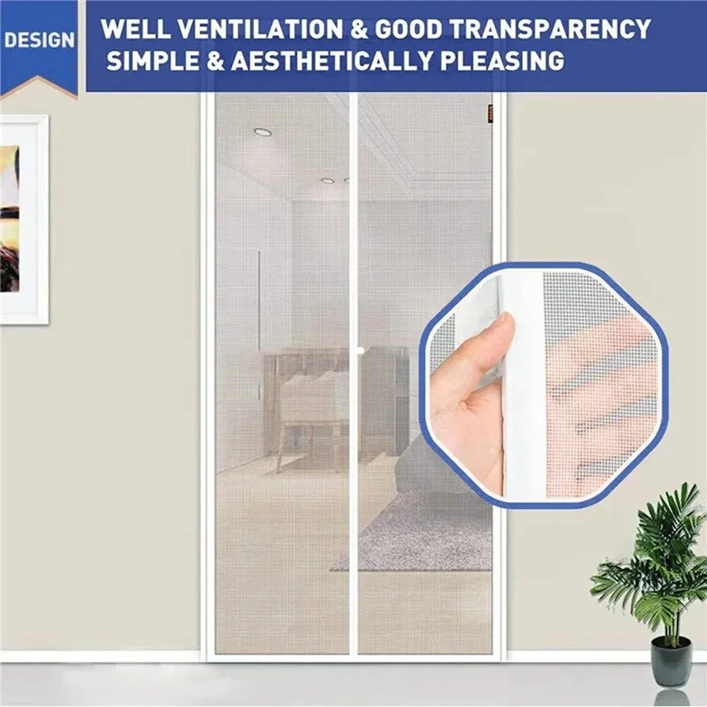 Magnetic Mosquito-proof Door Curtain, Summer Upgraded Screen Window, No Need To Drill, Mesh Curtain - Keeps Insects Out While Allowing Ventilation, Classic Style, Suitable For Bedrooms, Living Rooms, - 5