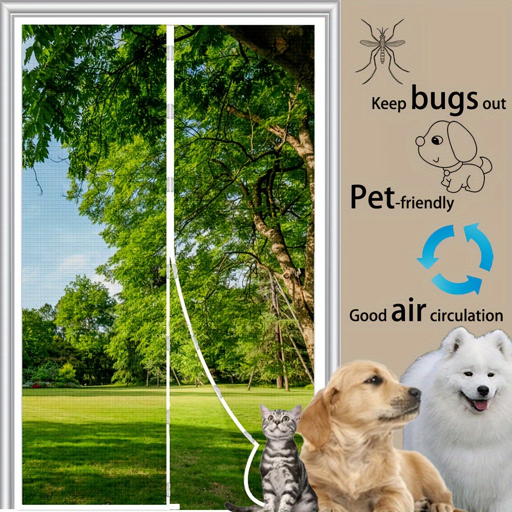 Magnetic Mosquito-proof Door Curtain, Summer Upgraded Screen Window, No Need To Drill, Mesh Curtain - Keeps Insects Out While Allowing Ventilation, Classic Style, Suitable For Bedrooms, Living Rooms, - 2