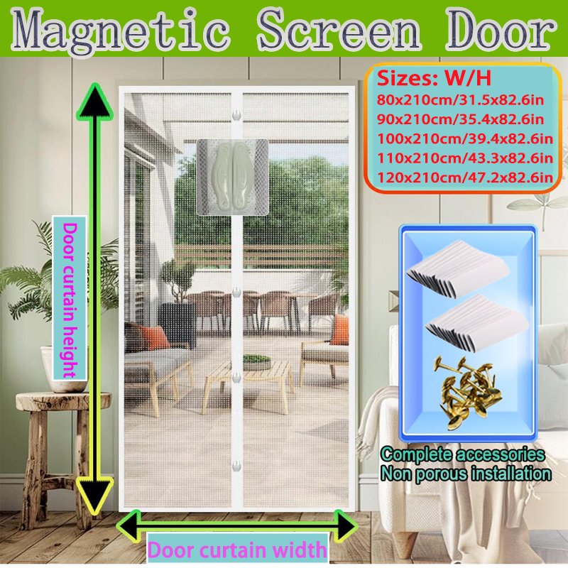 Magnetic Mosquito-proof Door Curtain, Summer Upgraded Screen Window, No Need To Drill, Mesh Curtain - Keeps Insects Out While Allowing Ventilation, Classic Style, Suitable For Bedrooms, Living Rooms, - 4