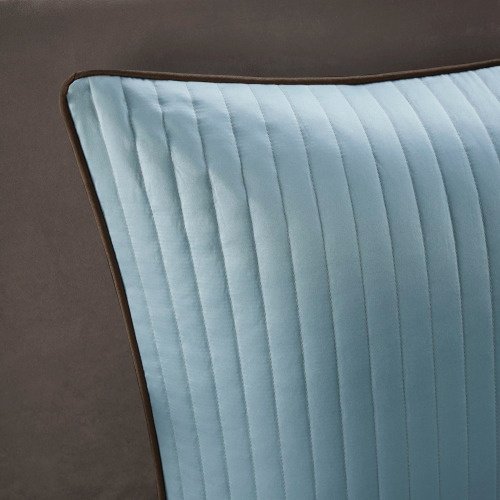 12 Piece Comforter Set With Cotton Bed Sheets Blue Brown Full - 8