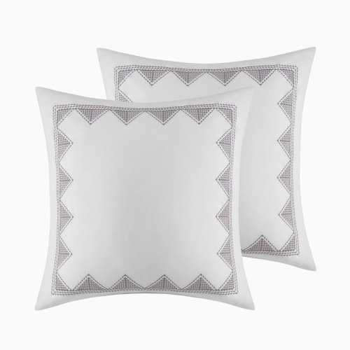 King Cal King Cotton Printed Duvet Cover Set With Chenille - 2