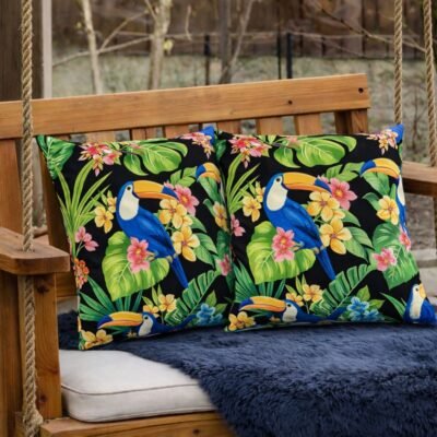 2 Pack Outdoor Throw Pillows, Waterproof & Fade-Resistant Patio Cushions For Garden, Porch, Poolside Furniture – Soft & Comfortable Decorative Pillow Covers 18×18 Inch,Rich Forest Green