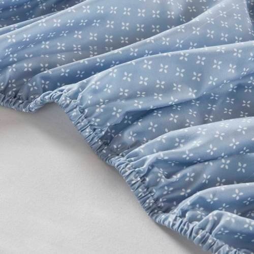 Floral Comforter Set With Bed Sheets Blue Queen - 3