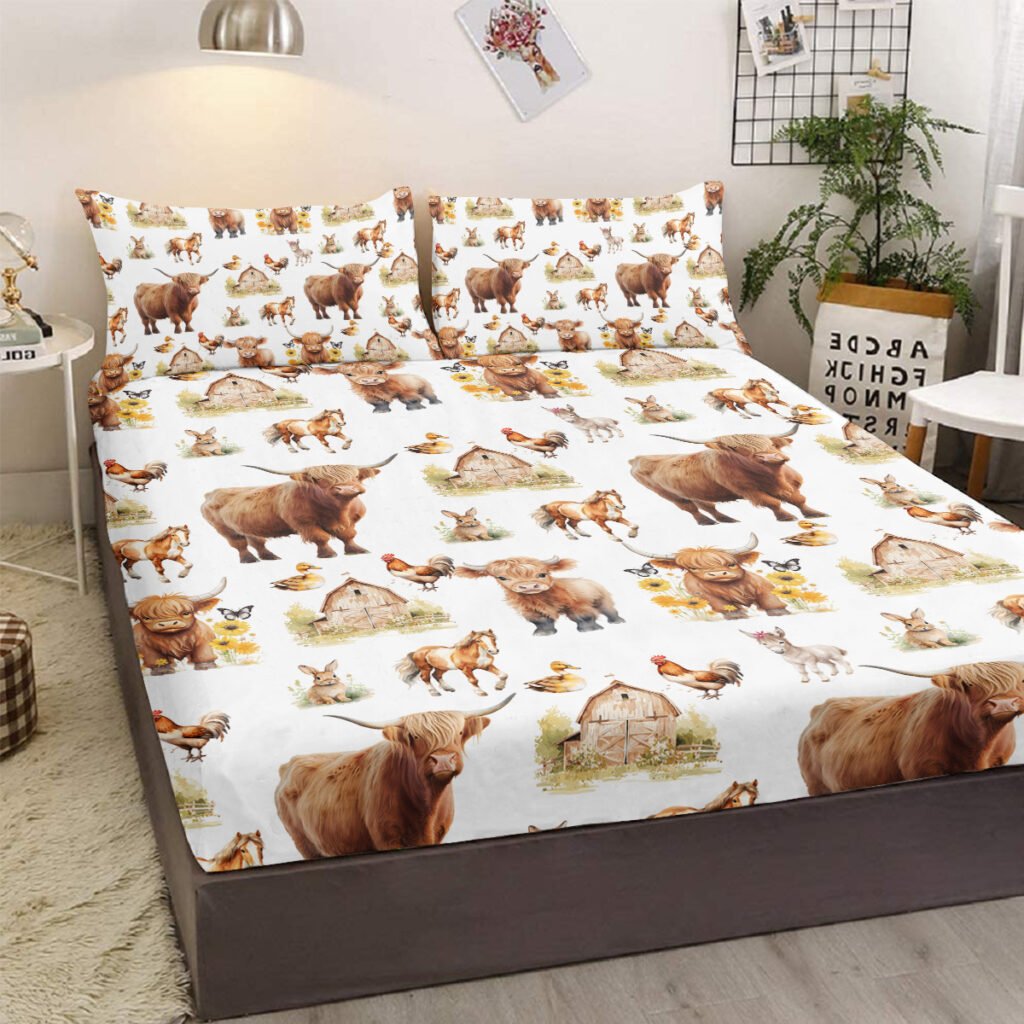 3pcs Little Cow And Duck Pet Theme Children’s Fun Style Minimalist Comfort Series Bed Sheet And Two Pillowcases Bedding For All Seasons Use - 7