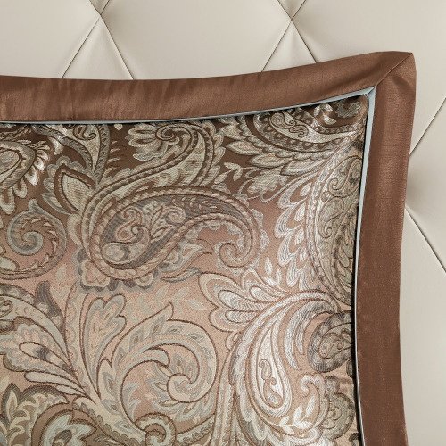 12 Piece Comforter Set With Cotton Bed Sheets Blue Brown Full - 4