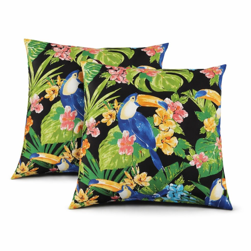 2 Pack Outdoor Throw Pillows, Waterproof & Fade-Resistant Patio Cushions For Garden, Porch, Poolside Furniture – Soft & Comfortable Decorative Pillow Covers 18×18 Inch,Rich Forest Green - 4
