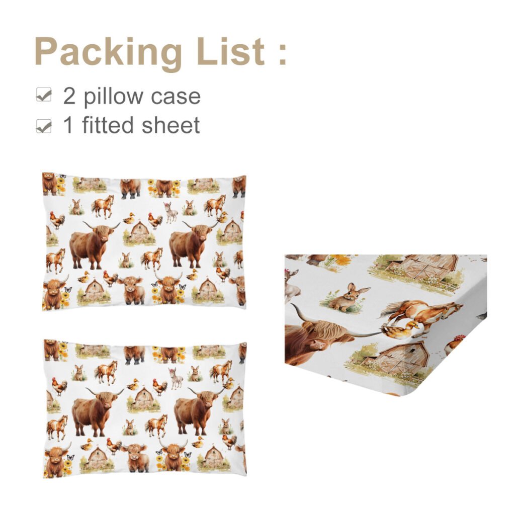 3pcs Little Cow And Duck Pet Theme Children’s Fun Style Minimalist Comfort Series Bed Sheet And Two Pillowcases Bedding For All Seasons Use - 4