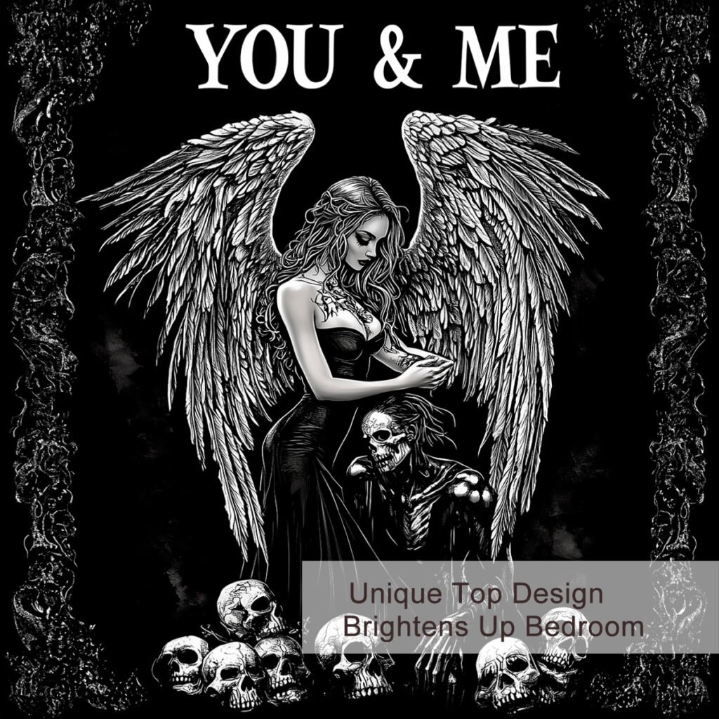 3 Pcs Of Dark Angel Skull Themed Printed Bedding Series Suitable For All Seasons - 7
