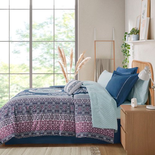 Queen Boho Comforter Set With Bed Sheets - 9