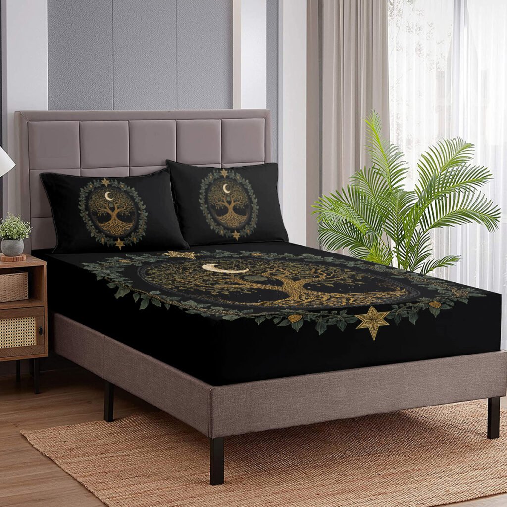 3pcs Tree Of Life Minimalist Comfort Series Bed Fitted Sheet And Two Pillowcases Bedding For All Seasons Use - 7