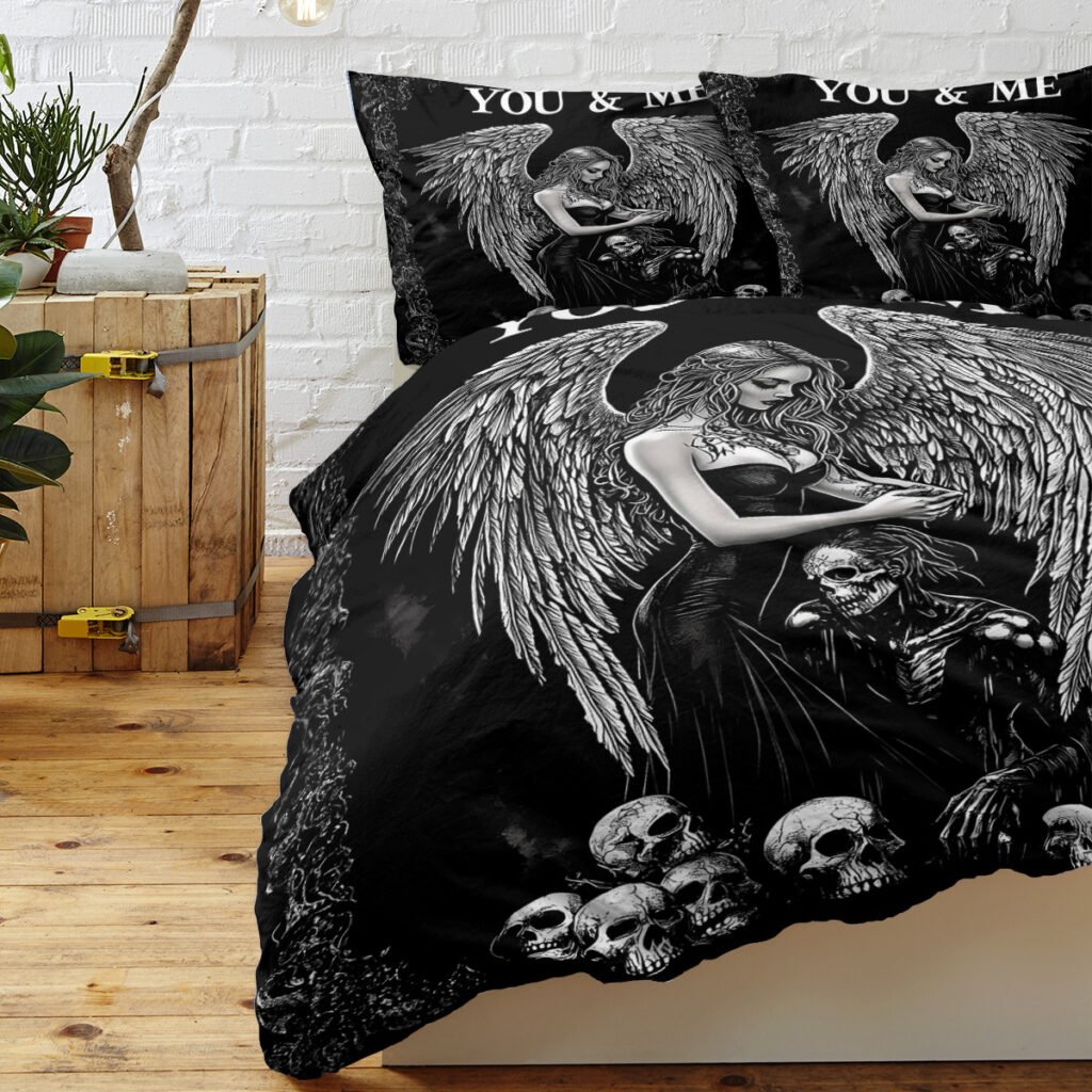 3 Pcs Of Dark Angel Skull Themed Printed Bedding Series Suitable For All Seasons - 2